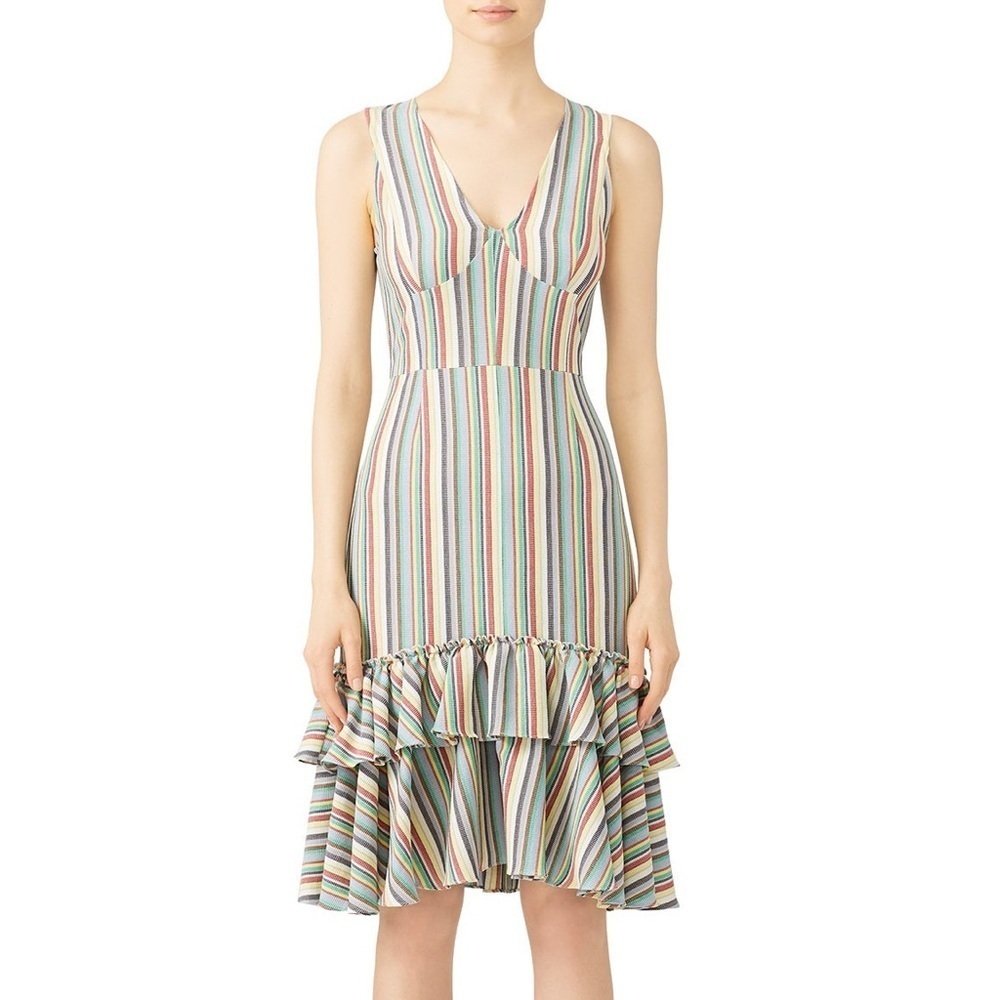 Tome sleeveless ruffle Striped Mermaid Dress cotton rainbow size 12